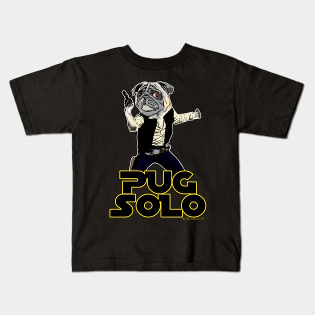 Pug Solo Kids T-Shirt by darklordpug